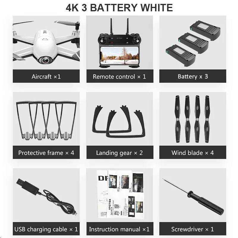4K 3 Battery White SG106 Радиоуправляемый Дрон оптический поток 1080P 4K HD Двойная камера в реальном времени воздушный видео Радиоуправляемый квадрокоптер самолет игрушки RTF Малыш V SG906 M69 - Цвет: 4K 3 Battery White