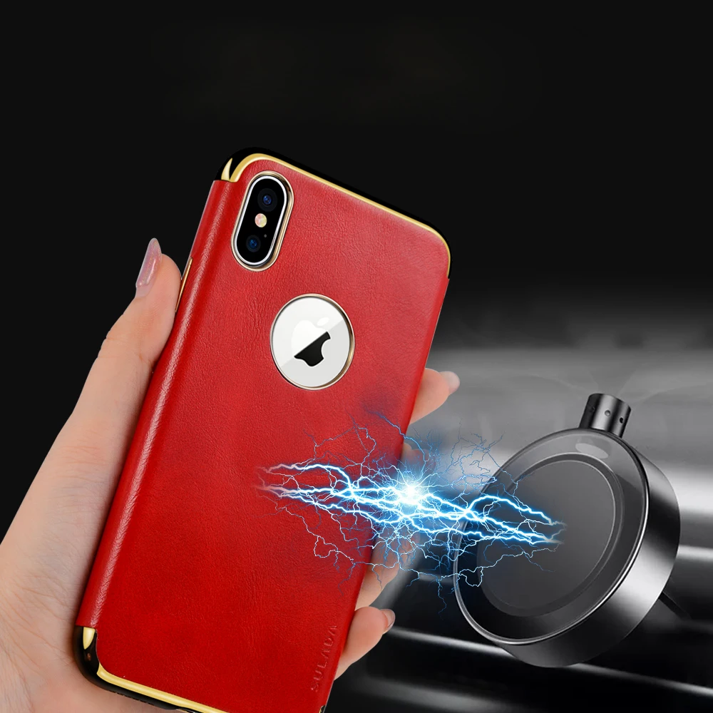 SULADA кожаный магнитный чехол для iPhone XR с силиконовым покрытием Магнитный Xr Xs Max X
