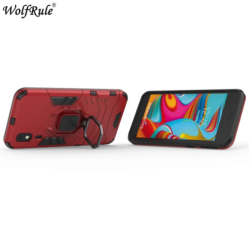 For Samsung Galaxy A2 Core Phone Case TPU Hard PC For Samsung A2 Core Case Ring Holder Stand Magnetic Armor Case SM-A260F 5.0