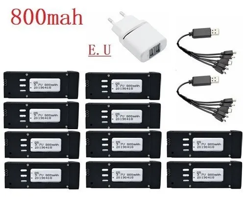 3,7 V 800mAH Lipo аккумулятор и зарядное устройство для E58 JY019 S168 для RC квадрокоптера запасные части 3,7 v RC Дрон батарея 721855 10 шт - Цвет: Фиолетовый