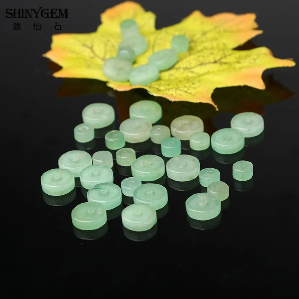 Зеленые нефритовые бусины ShinyGem 3*6 мм/3*10 мм плоские круглые из натурального