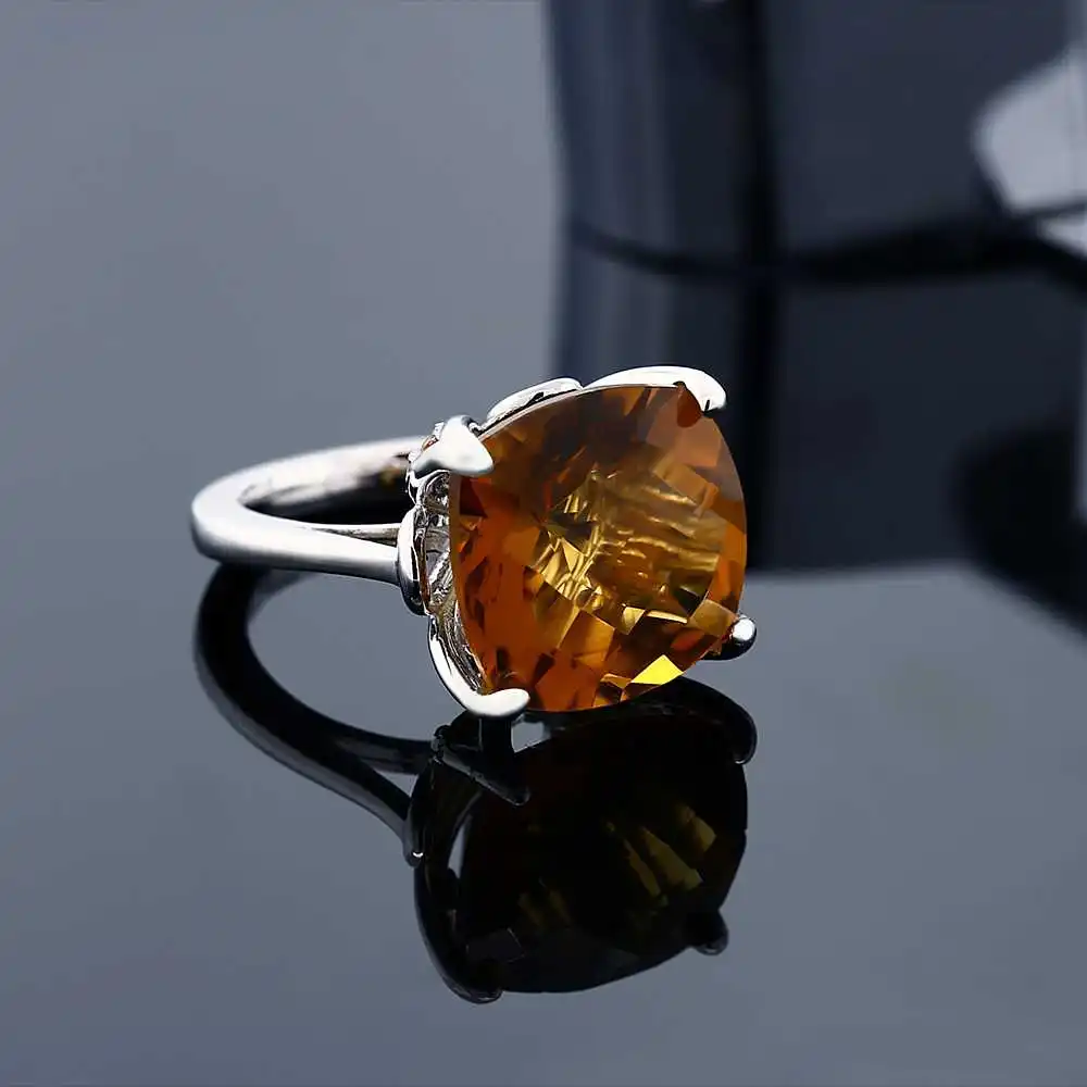 GemStoneKing 8 47 Ct подушка шахматная доска виски Кварц желтый сапфир серебро 925 пробы