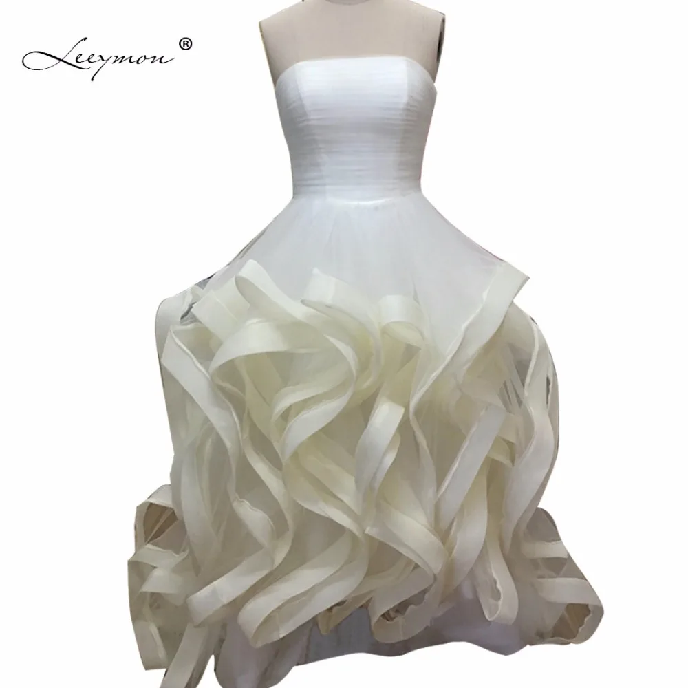 

Leeymon Ivory Ruffles прополка платья 2019 романтические свадебные платья с кружевной курткой суд поезд Vestido De Novia LY1620
