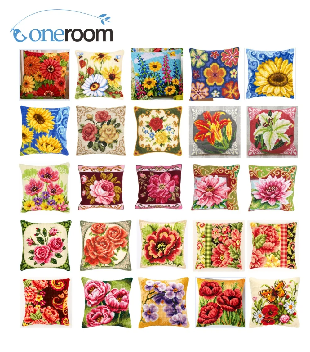 

Вышивка крестиком Подушка Мат для рукоделия с красивым цветком 01 Подушка с гобеленом 42 см, 42 см рукоделие крючком подушки с вышивкой