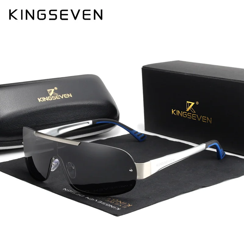 SILVER GRAY KINGSEVEN дизайнерские новые алюминиевые мужские брендовые солнцезащитные очки HD поляризованные мужские солнцезащитные очки с интегрированными линзами очки Gafas De Sol - Цвет линз: SILVER GRAY