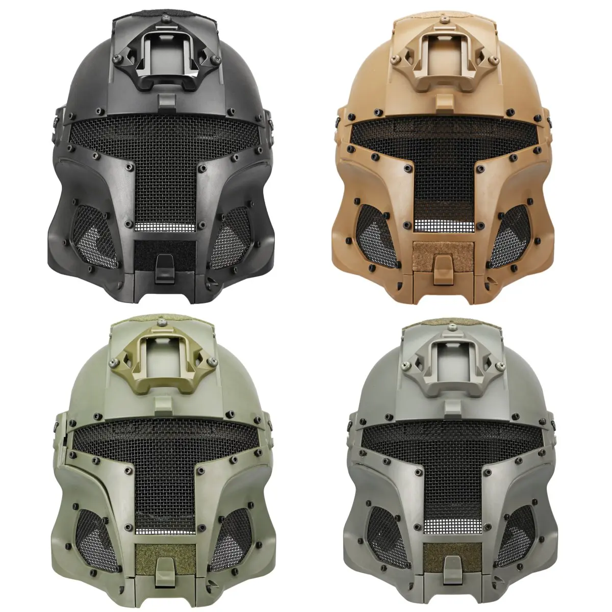 

4 Colors ABS Integrated Retro Sport Warrior Full Face Mesh Helmet Shield Medieval Iron Warrior Tactical Outdoor Retro Motorcycle