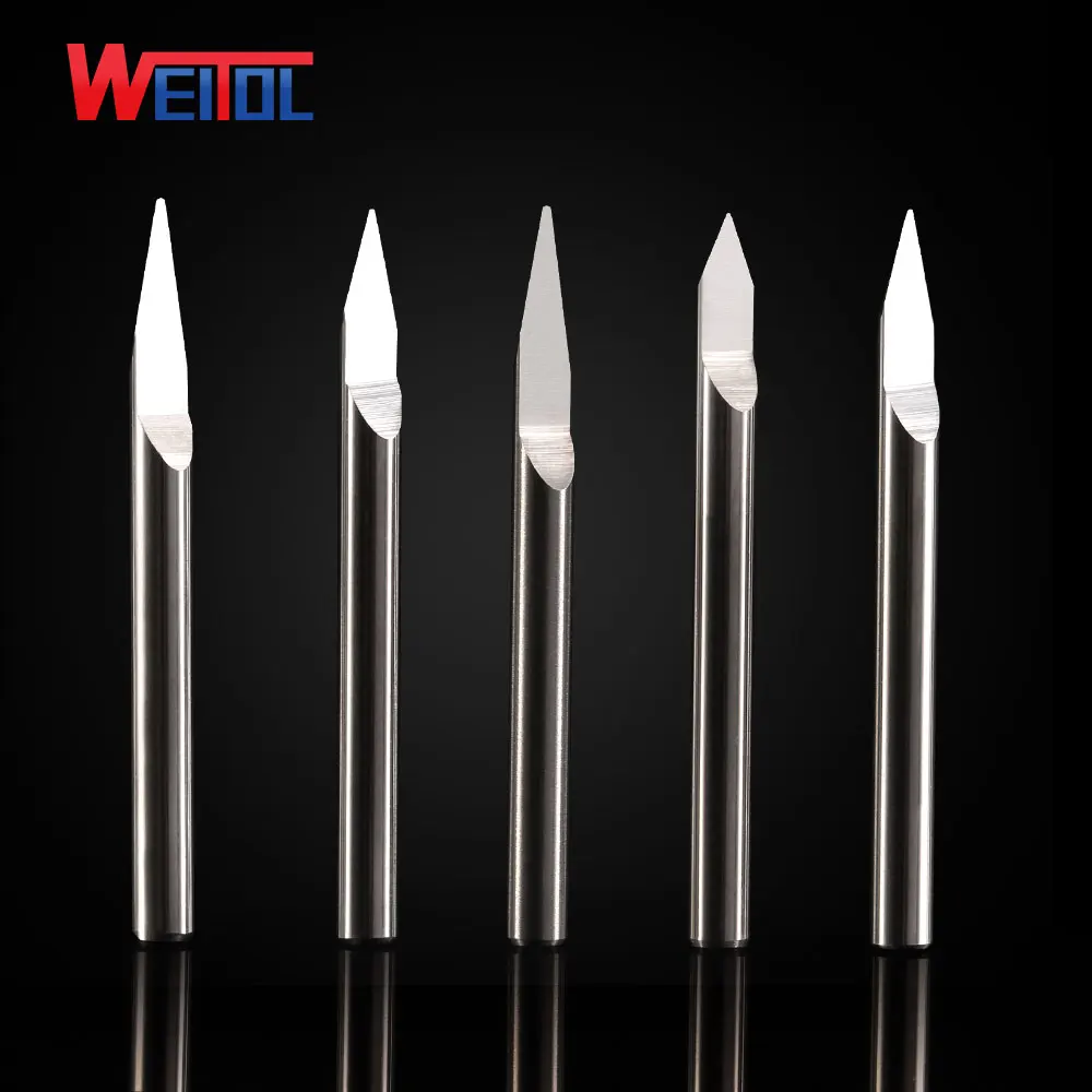 Weitol Metall gravur werkzeug 10 teile/los N 3,175mm V Form runde Boden Hartmetall PCB Gravur Bits CNC Router Werkzeug 10 grad 0,1mm