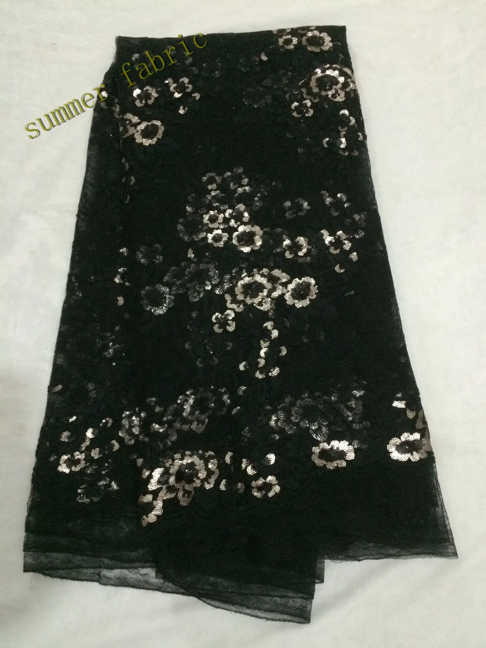 Sequins lace fabric Black Fashion Dress African 2017 high quality Sequin For Wedding | Дом и сад
