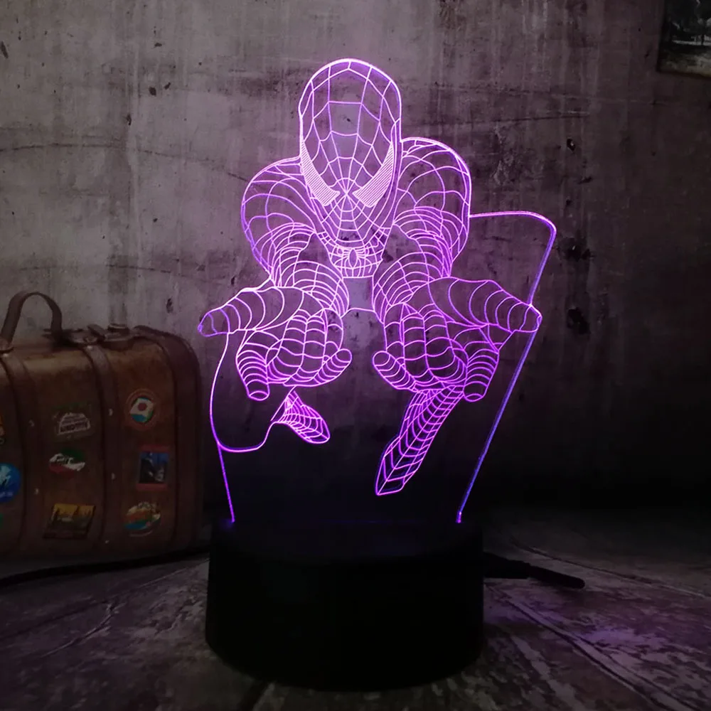 Комиксов Marvel мстители Человек паук и с несколькими Цвет 7 цветов 3D RGB светодиодный