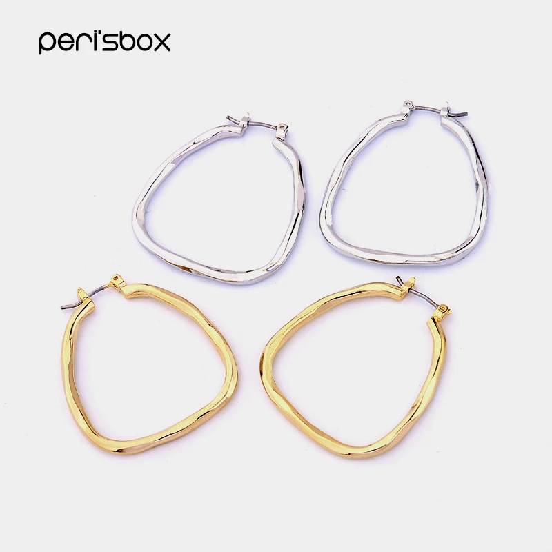 Женские серьги кольца Peri'sBox золотого и серебряного цвета металлические в