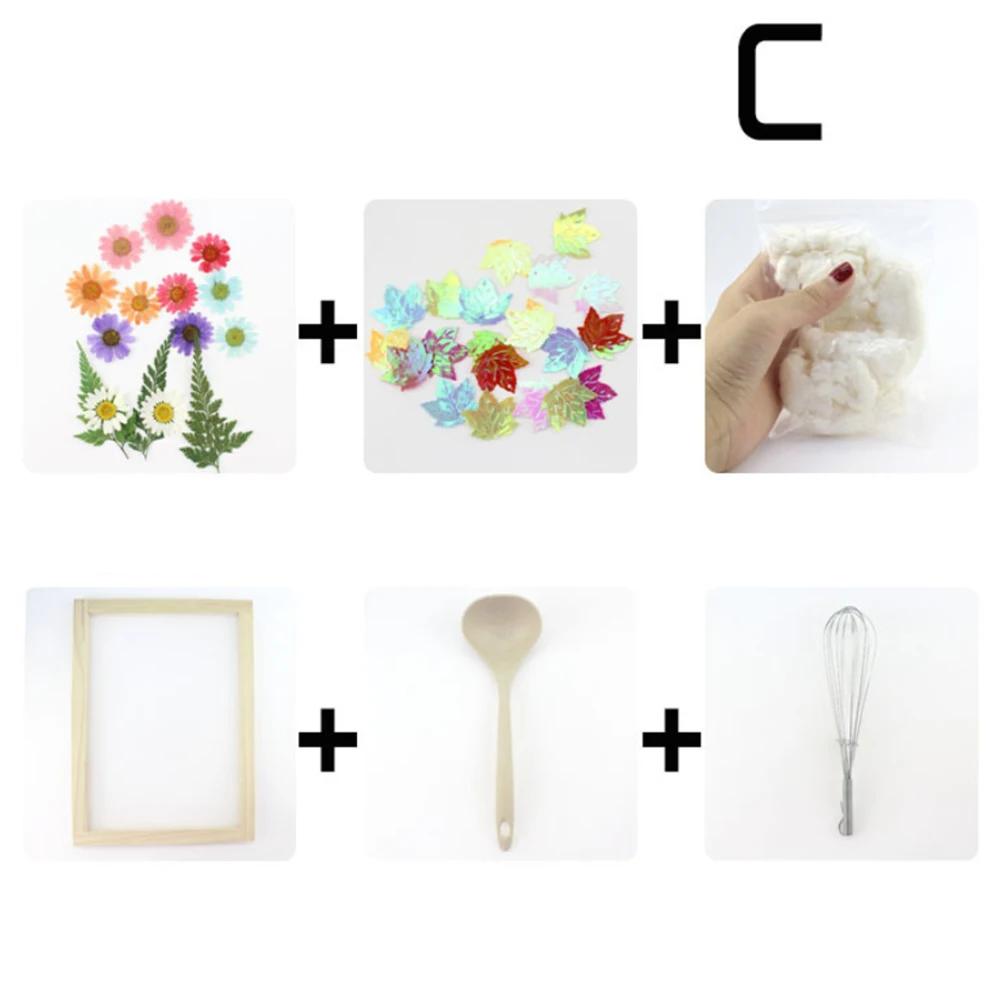 A3 MrY DIY Dried Fiber Mulberry Paper Pressed Natural Leaves Flowers Handmade Kit Ancient Papermaking Method Tool Kits Gift - Цвет: A3