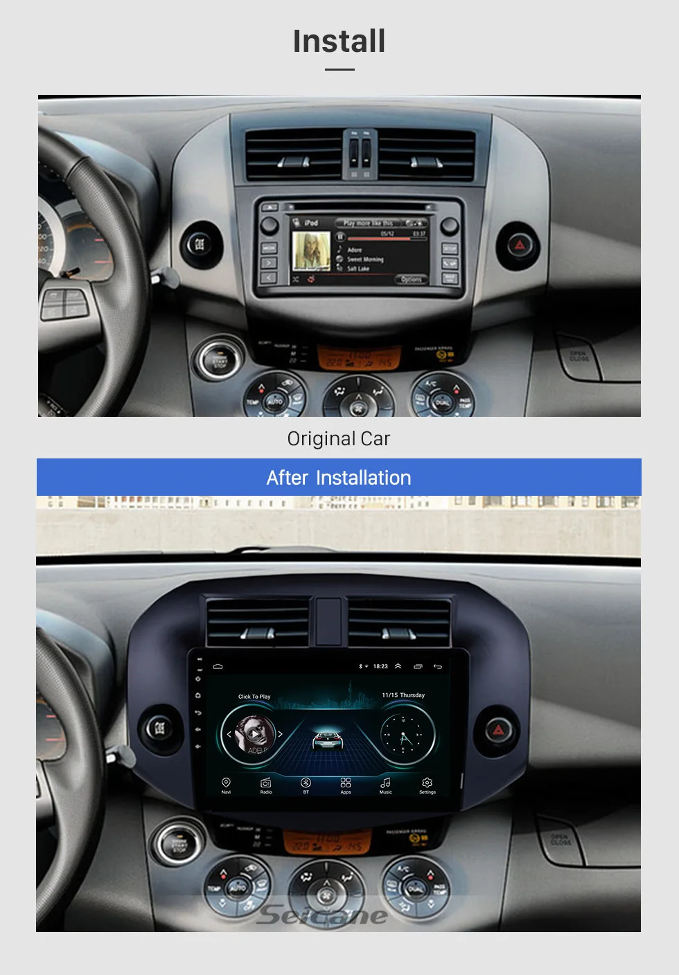 Seicane Android 8,1 2Din мультимедийный плеер 10,1 дюймов gps Автомагнитола для 2007 2008 2009 2010 2011 Toyota RAV4 авто стерео USB Wifi