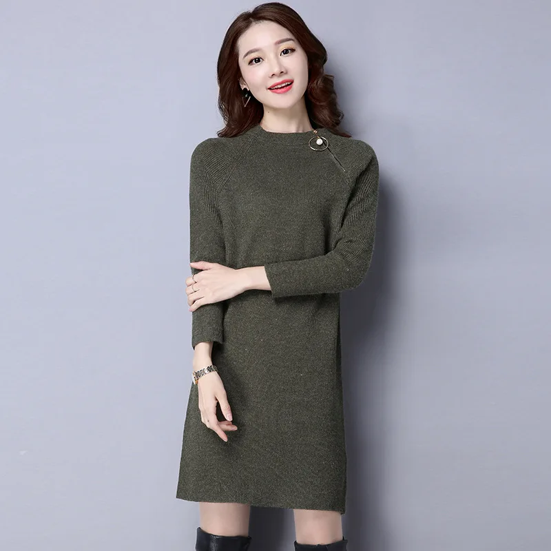 Женское повседневное платье длинное из хлопка с длинным рукавом осень зима