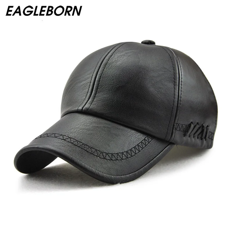 EAGLEBORN, новая мода, высокое качество, Осень-зима, мужская кожаная шапка, кепка, повседневная мотоциклетная бейсболка, Мужская бейсболка