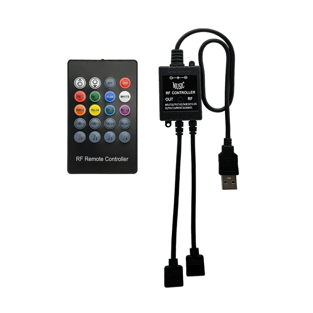 One to Two 20 клавиш USB светодиодный RGB контроллер DC 5 в RF музыкальный звуковой датчик пульт дистанционного управления для SMD 3528 5050 RGB светодиодные ленты - Цвет: One to Two