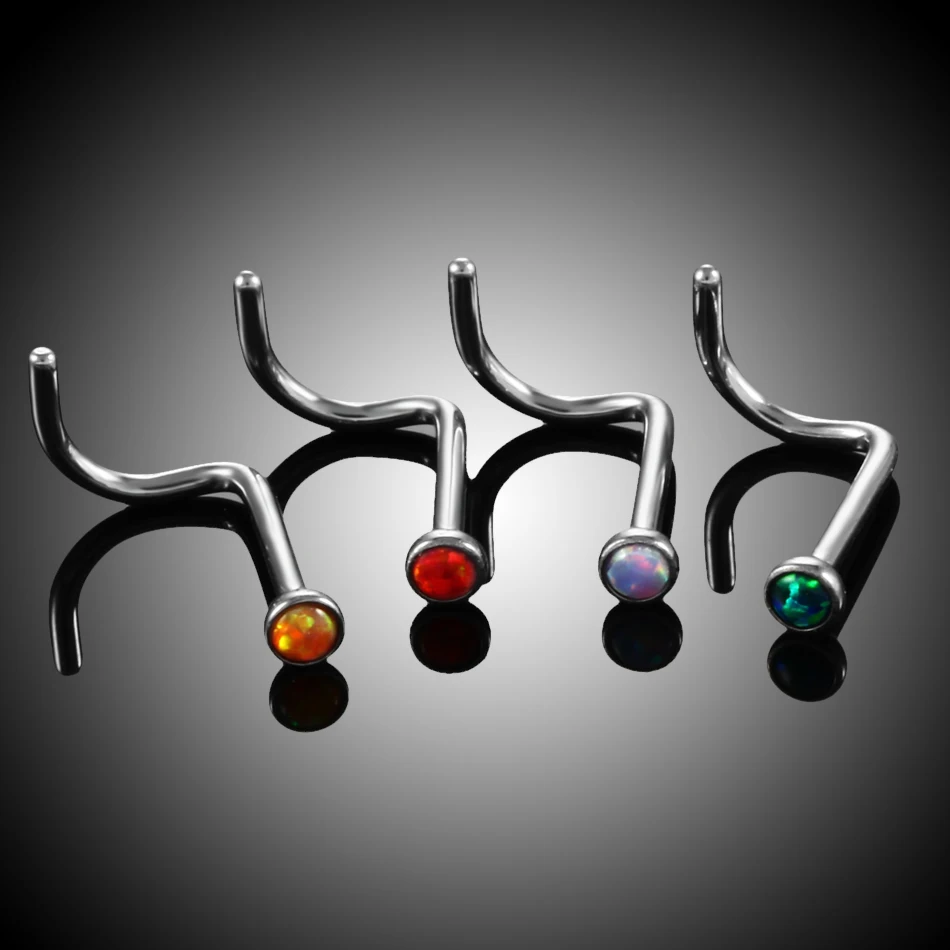 1PC Титановый опаловый ноздревой пирсинг в виде штифта для носа Nariz Screw Piercings Ring Earring Body Jewelry on.