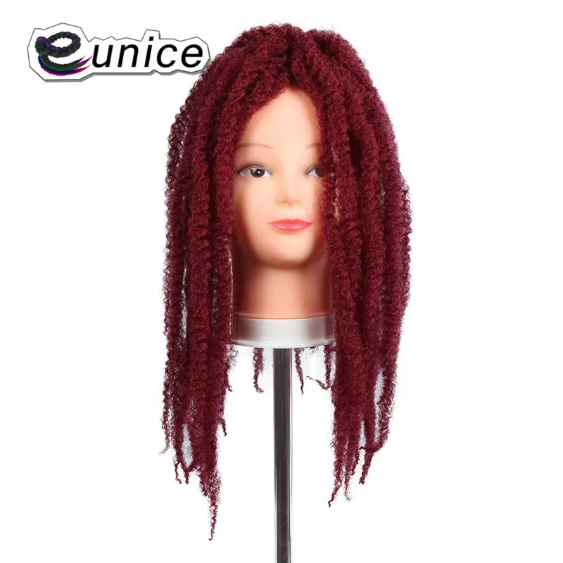 Eunice Blonde 613 пучки синтетических плетение волос для женщин носить африканские косички марли 1" 3 упаковки Омбре афро кудрявый объемный - Цвет: # Бордовый