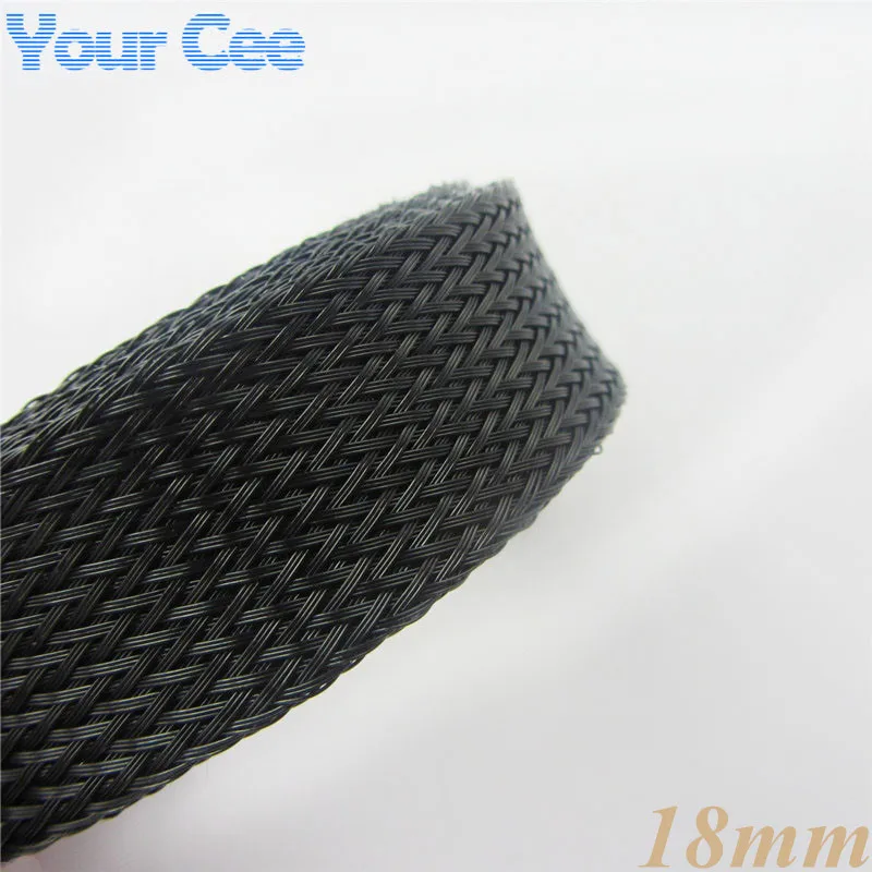 

1M 18MM Sheathing Auto Wire Harnessing Nylon Braided Black Cable Sleeving