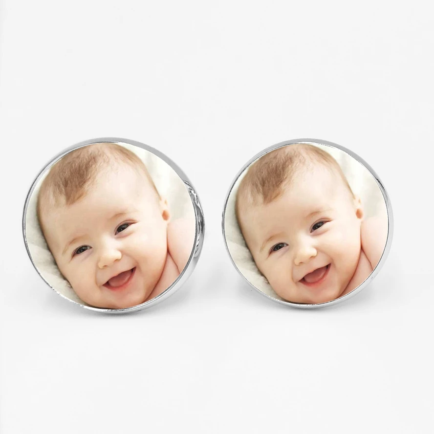 

Handmade Personality Photo Family Photo Baby Child Dad Mom Brother Sister Grandparents Family Folding Cufflinks Private Custom