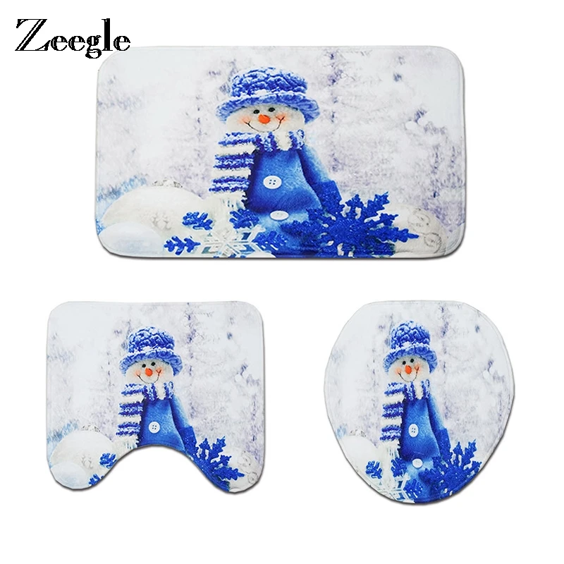 

Zeegle Christmas Floor Mat Bathroom Mat Toilet Carpet Bath Mat Absorbent Rugs Bathroom Carpet Bathroom Rug Shower Mats