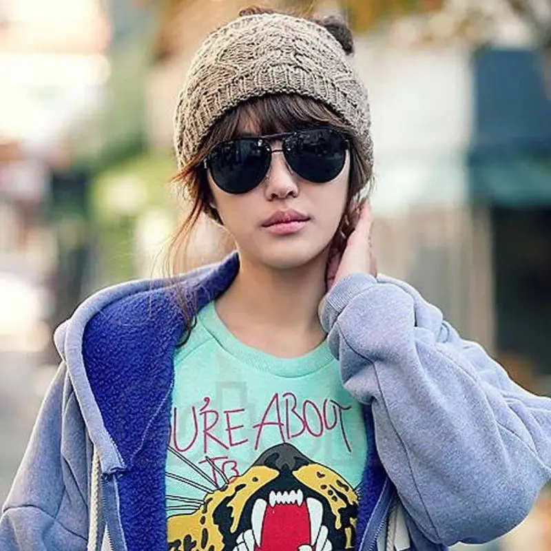 Женская зимняя теплая вязаная шерстяная пустая шапка крючком Лыжная