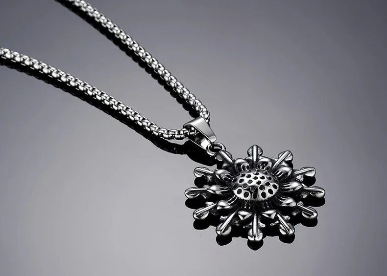 ARMNVNV Big Sunflower Charm Necklaces Silver Gold Color 316L Stainless Steel Pendant &amp Chain Men Jewelry | Украшения и