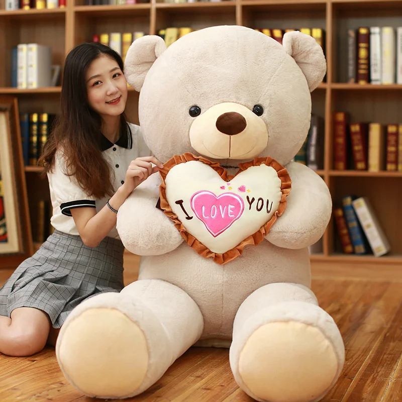 1 шт., большой плюшевый мишка I Love You, мягкая игрушка с сердечком, подарок на день Святого Валентина, День рождения, Рождество для девочек