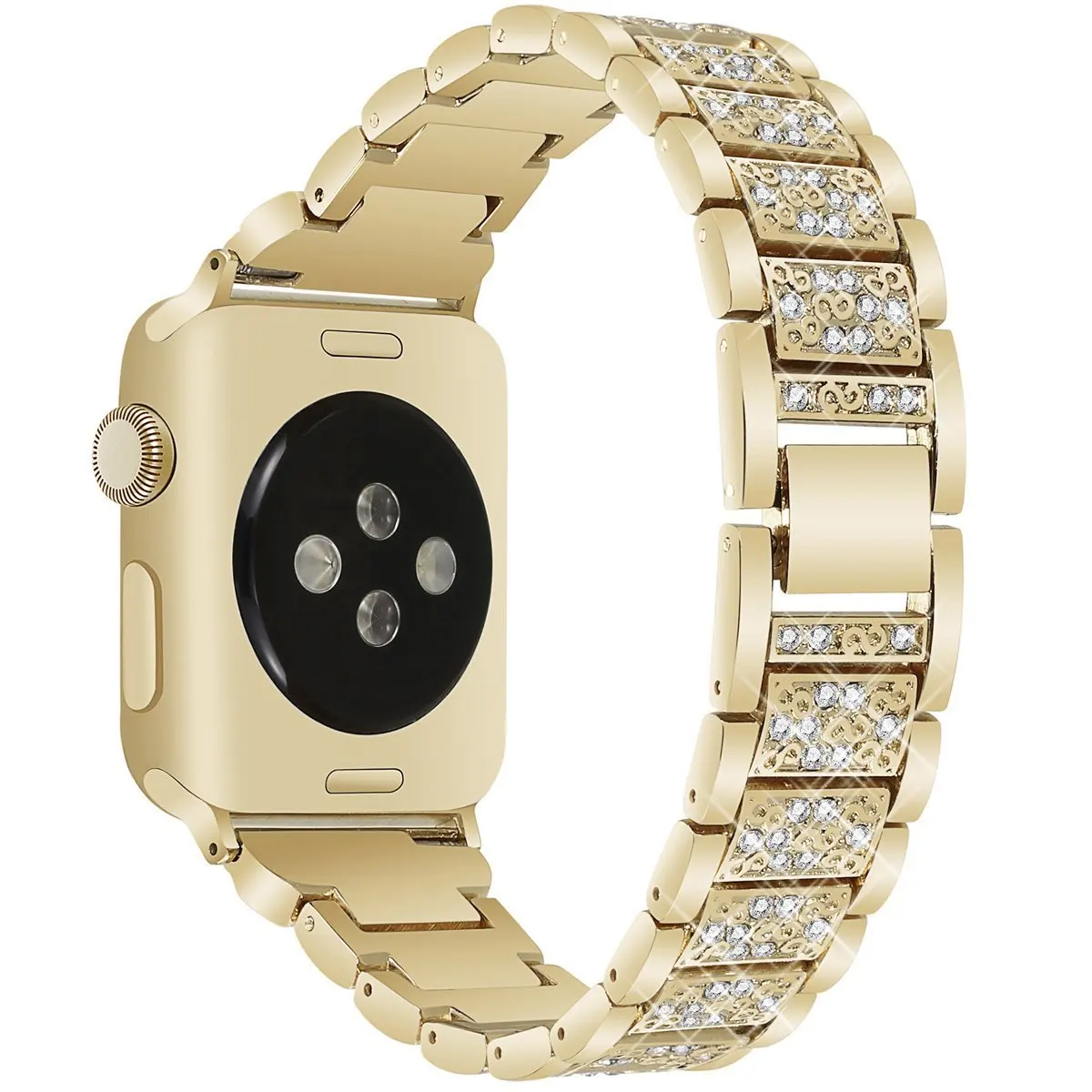 gold For Apple Watch Band 40mm 44mm 38mm 42mm Diamond Stainless Steel Loop for Apple Watch series 4 3 2 1 iWatch Rose Pink Bracelet - Цвет ремешка: gold