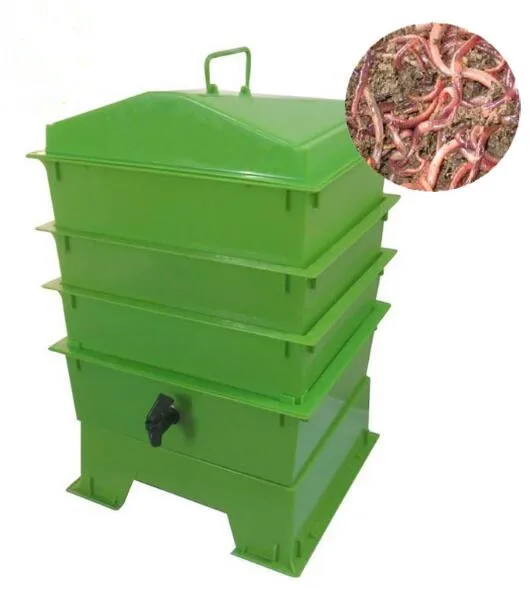 80L кухонные отходы земляной червь компост коробка DIY компостер, домашний земляной червь навоз и почва, земляной червь удобрения - Цвет: Зеленый