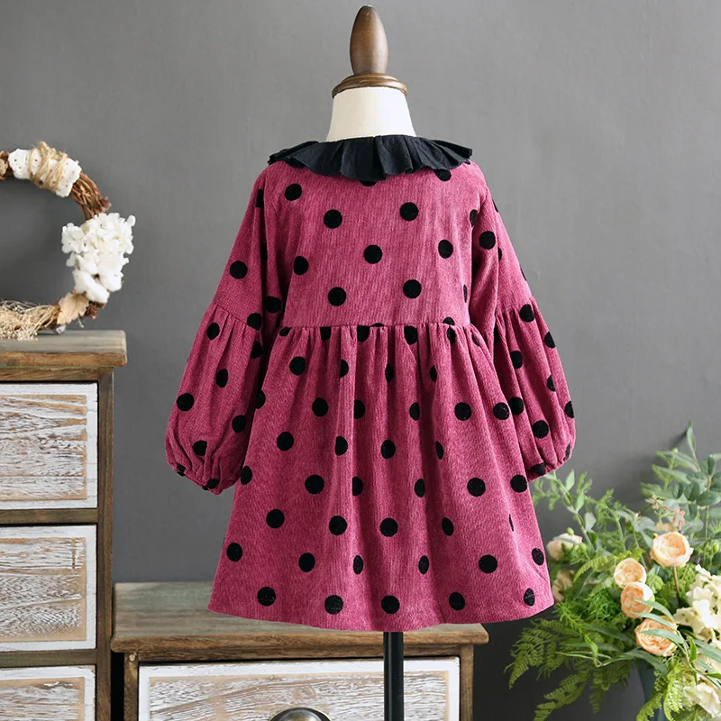 Дети Новинка 2017 осенние и зимние девушки волновой точки куклы воротник бархатное