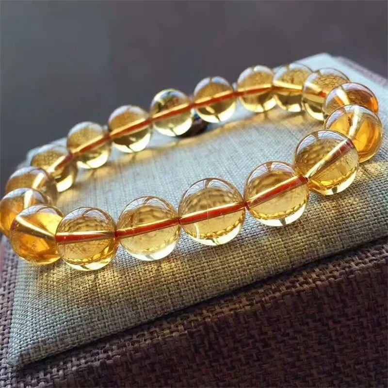 

Wholesale 100% Natural Citrine Quartz Yellow Wealthy Crystal Round Beads 11mm Bracelets Gemstone Stone Stretch Woman Man AAAAAA