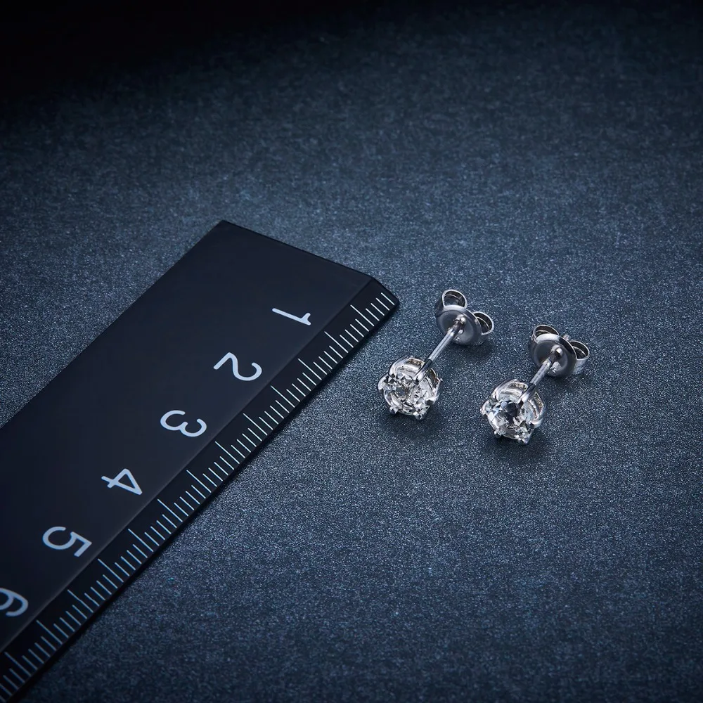 Hutang 1.3ct натуральный драгоценный камень белый топаз серьги гвоздики в 925 пробы серебро свадебные ювелирные изделия для женщин Шесть зубец