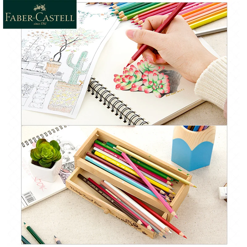 Набор цветных карандашей Faber Castell 24/36/48/60/72 цветов красная железная коробка