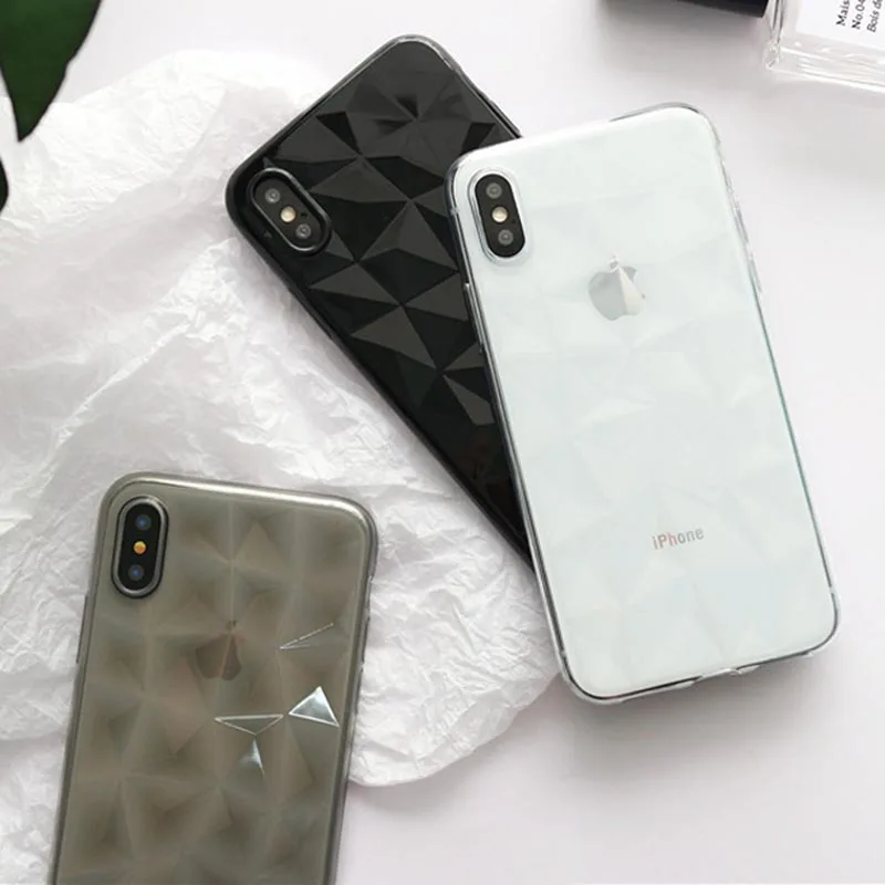 Простой Прозрачный тонкий чехол для iPhone 7 iphone6 6s 8 Plus X XS Max XR 3D геометрическая