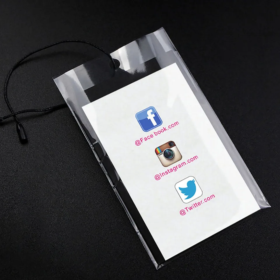 Новое поступление заказной печати бирка с opp мешок оптовая торговля одежды