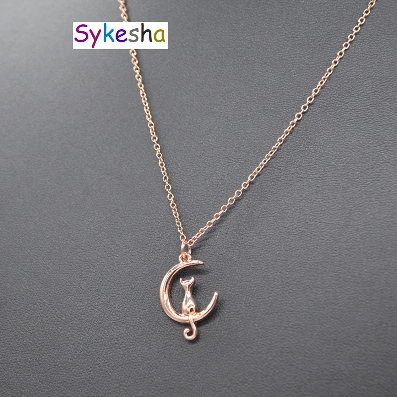 Прекрасный Лунокот Цепочки и ожерелья Кулон минималистский Chocker изделия милый