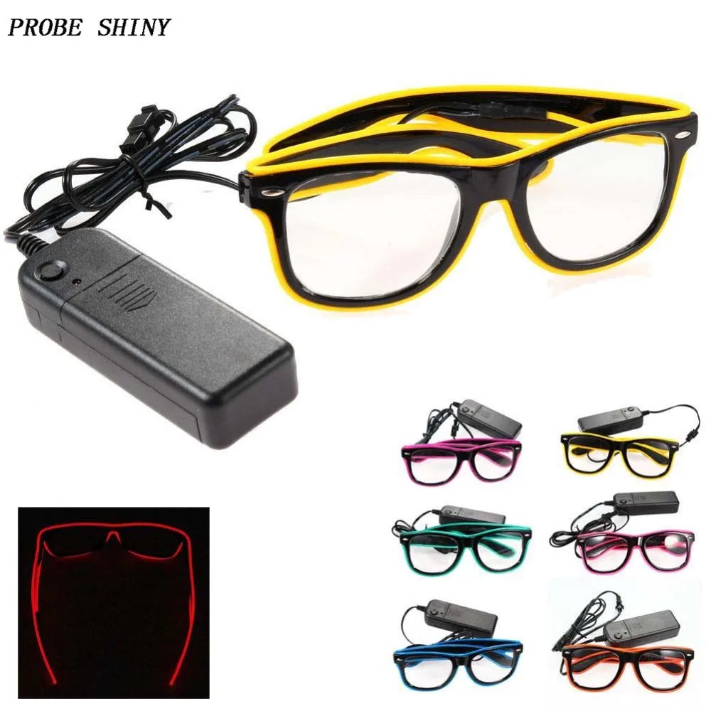 2017 модный EL провод с неоновым светом светящиеся светодиодные очки костюм для