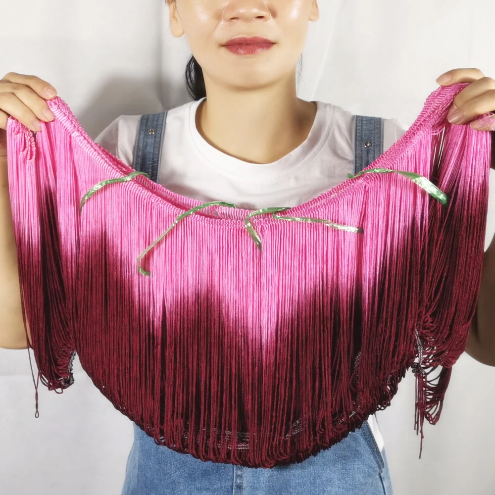 YACKALASI 5 ярдов Латинская бахрома кисточка Dip Dye Omble розовый латинское платье макраме кружево Samba Одежда для танцев швейная отделка розовый/темно-красный