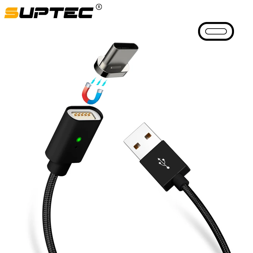 Suptec Тип C USB Магнитный кабель для samsung S8 S9 Xiaomi 4c huawei P10 синхронизации данных магнит