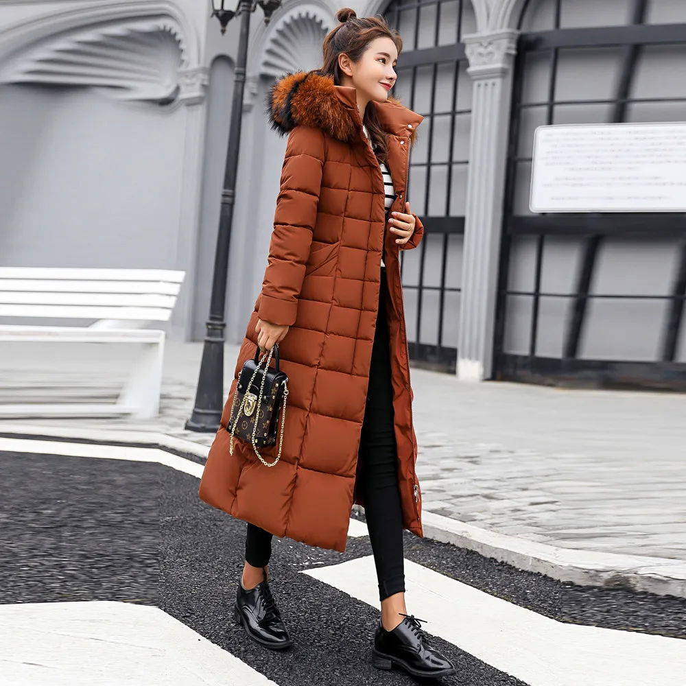 FREE OSTRICH Clothes coat Women Outerwear Fur Hooded Coat Long Cotton-padded Jackets Pocket Coats and Jacket women coat Winter