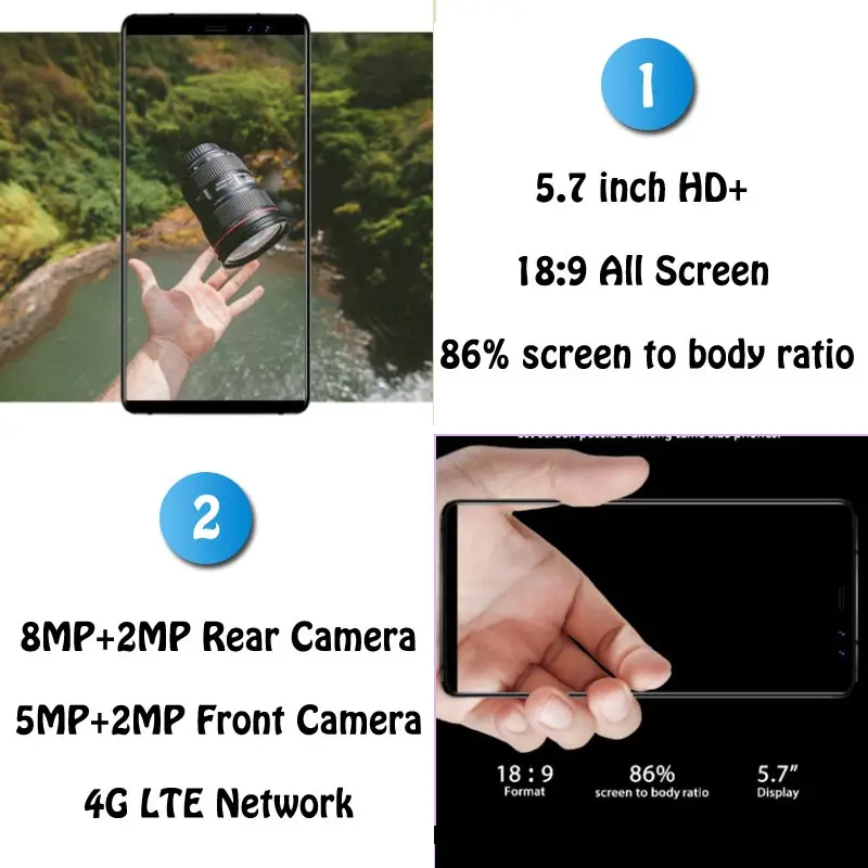 M HORSE Pure 1 Мобильные телефоны 3 ГБ 32 5 7 &quot18:9 полный экран MTK6737 четырехъядерный Android 0