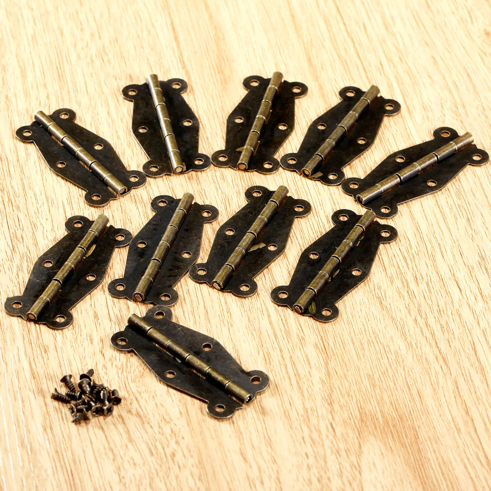 10 шт. старинный Бронзовый Шкаф Петли мебельной фурнитуры небольшие деревянные