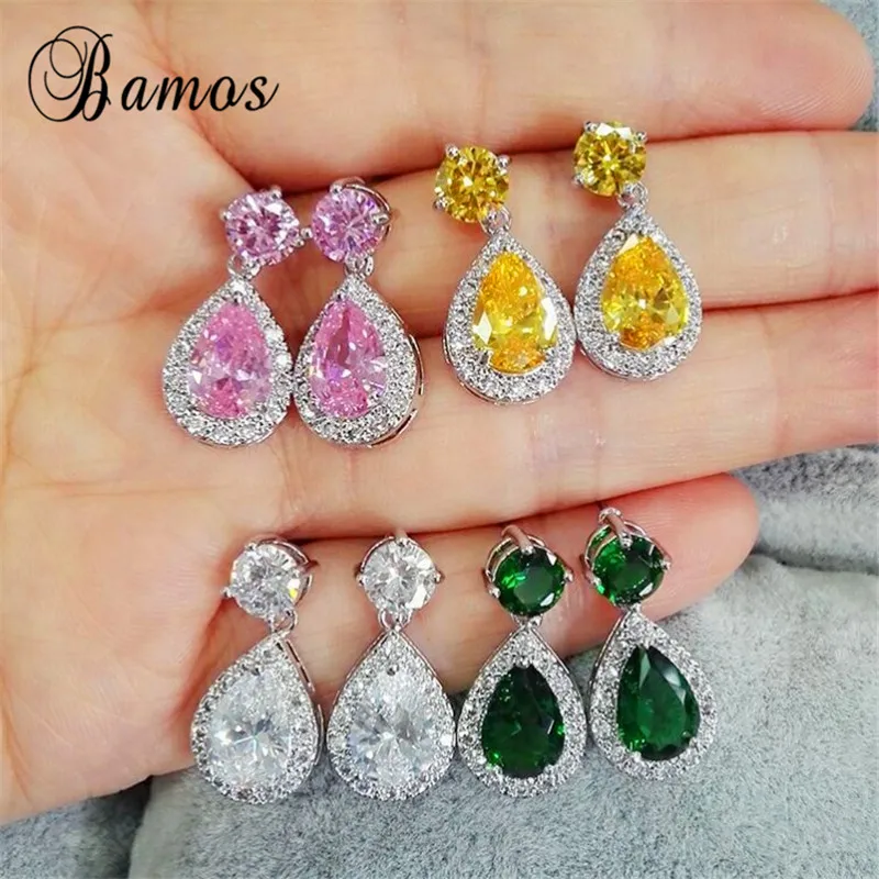 Женские Висячие серьги Bamos модные длинные висячие серебряного цвета винтажные