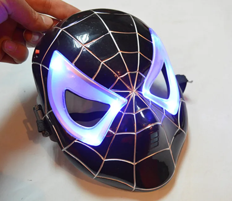 Black with light 10 шт./лот маски героев мультфильма Человек-паук Бэтмен Супермен, Халк маска Железного человека с светодиодный светильник полное лицо маски фильм тема для Хэллоуина - Цвет: Black with light