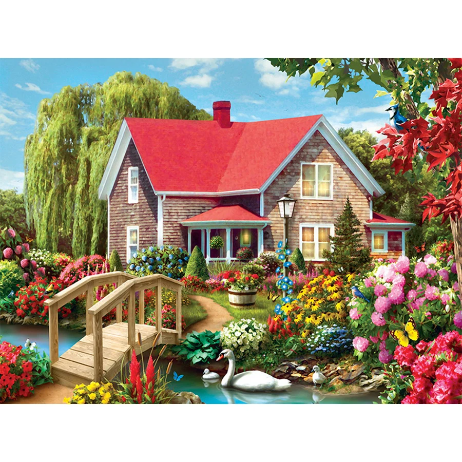 Камни в форме ромба/круглый дрель Алмазная вышивка Дом мечты 5D DIY алмазная