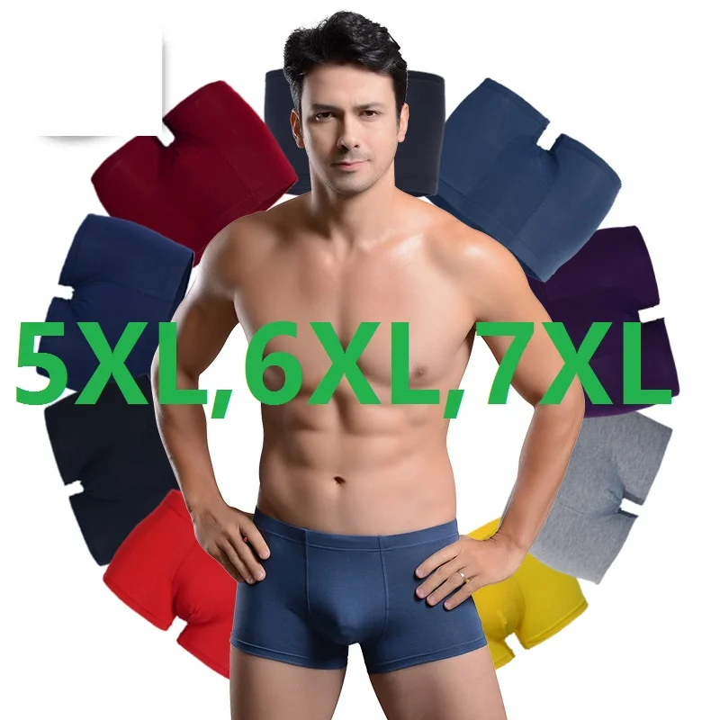 

5XL,6XL,7XL Men's breathable plus size underwear mens pants shorts print boxer shorts for men 95%bamboo fiber 5Pcs/LOT
