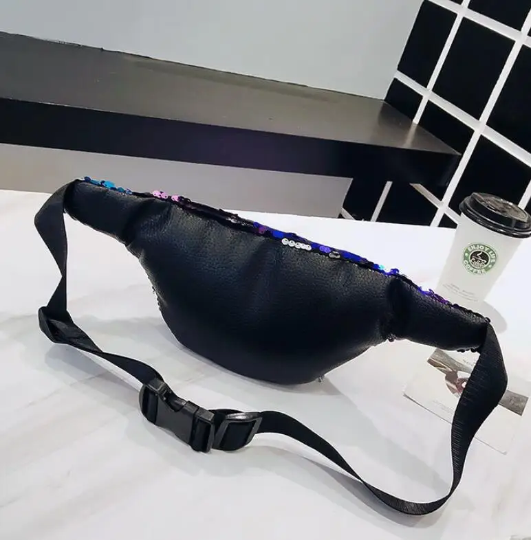 Новые блестящие нагрудные Сумки из искусственной кожи, сумки-мессенджеры для мужчин и женщин, поясные сумки, женские кожаные сумки, спортивные сумочки с блестками, кошелек