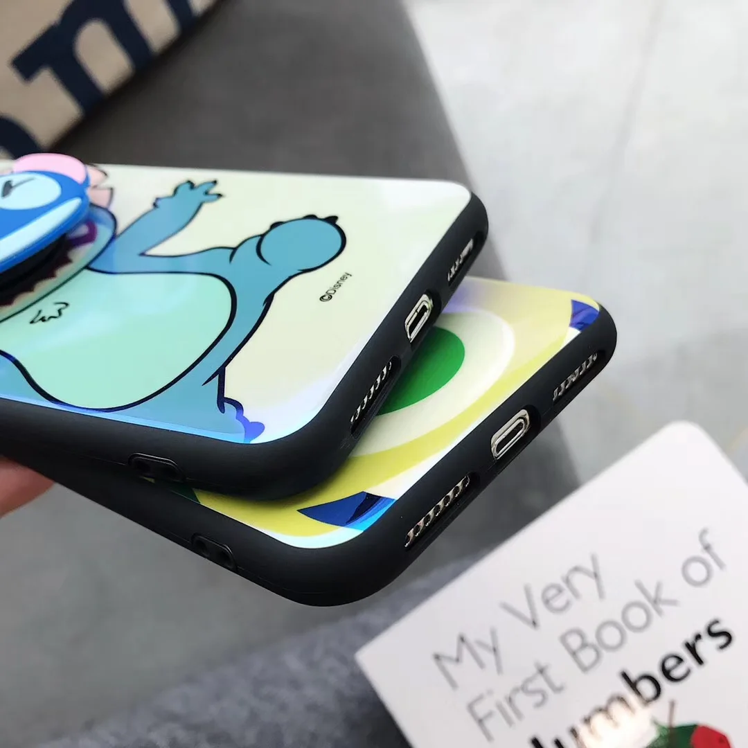 Cute Cartoon Blu-ray Mike Stitch Big eyes Alien Case For iPhone 6 6s 7 8 Plus X XS MAX XR With bracket toy doll Cover Fundas |