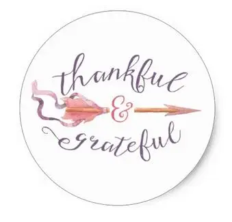 

1.5inch Watercolor Arrow Thankful and Grateful Classic Round Sticker