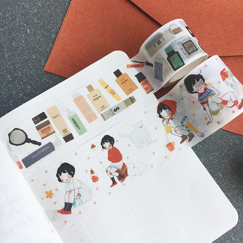 Креативная Маскировочная лента City girl Washi для скрапбукинга планировщика кавайная